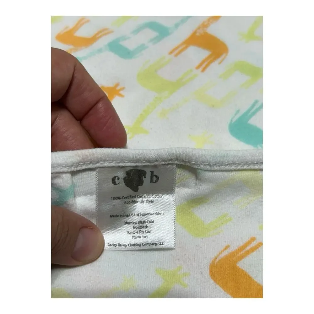Carley Barley Giraffe Baby Blanket Organic Cotton Yellow Orange Blue Green White